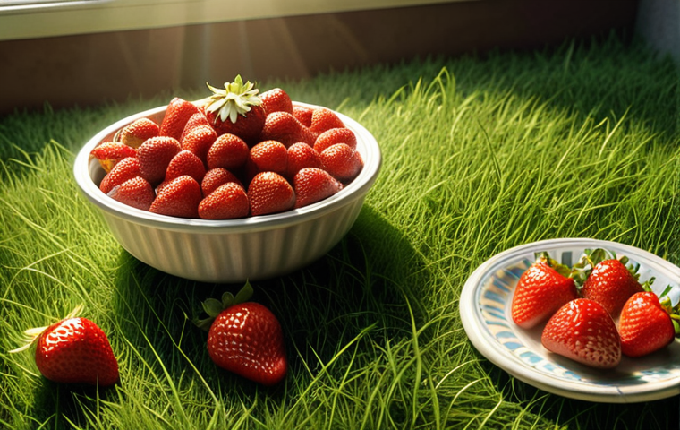 **A museum exhibit featuring the scent of freshly cut grass and sun-warmed strawberries, evoking childhood summer memories. Soft, nostalgic lighting.**